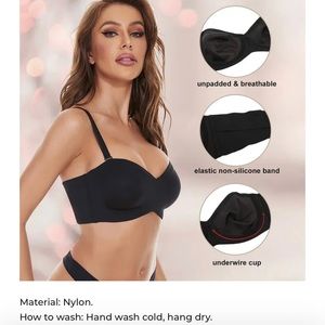 NEW TikTok Famous Nonslip strapless bra Black 38D